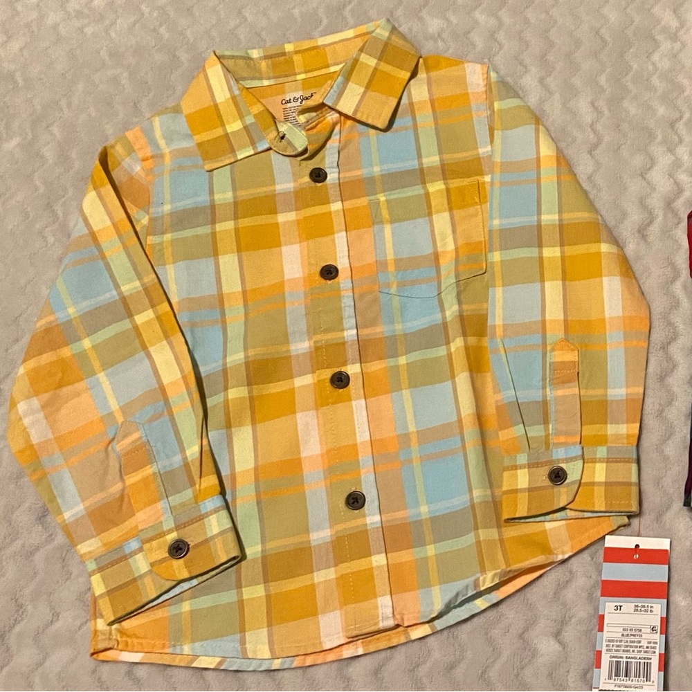 Cat & Jack Multicolor Plaid Button Down Shirt
